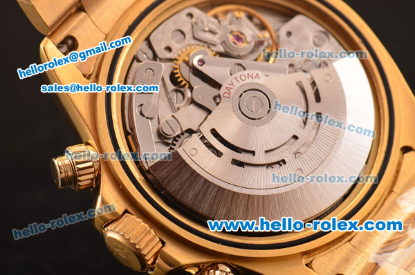 Rolex Daytona Swiss Valjoux 7750-SHG Automatic Gold Case/Strap with Diamond Bezel - Black Dial - Click Image to Close